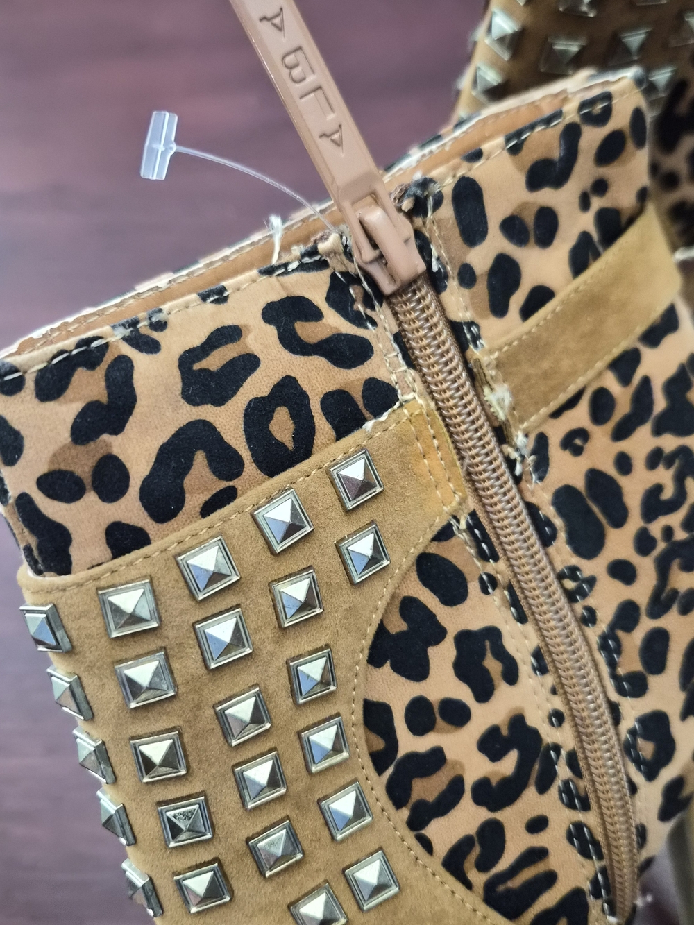 Leopard Print Studded Platform Ankle Boots - Women - Picture 6 of 14